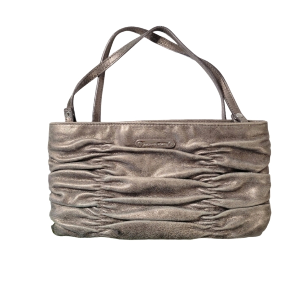 Michael Kors Webster metallic ruched leather clutch/shoulder bag NWOT